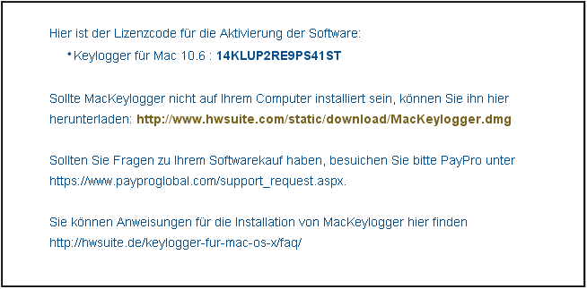 Mac Keylogger Vielen Dank