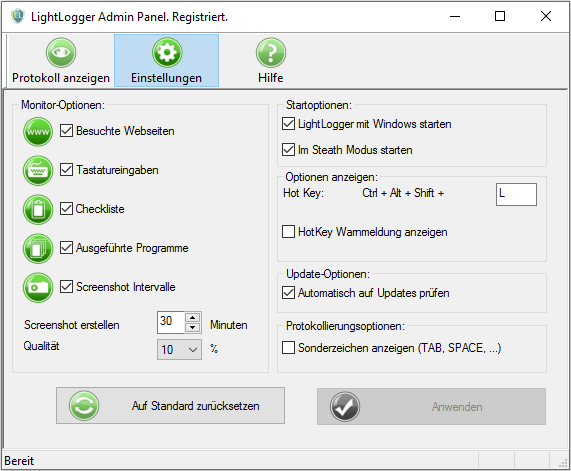 LightLogger Keylogger - Überwachungssoftware